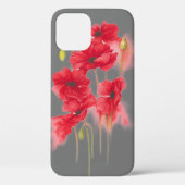 Rode klaprozen op grijs Case-Mate iPhone case (Achterkant)