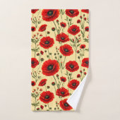 Rode klaprozen patroon bad handdoek (Handdoek)