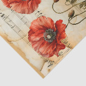 Rode klaprozen  stijl muziekblad ephemera tissuepapier (Detail)