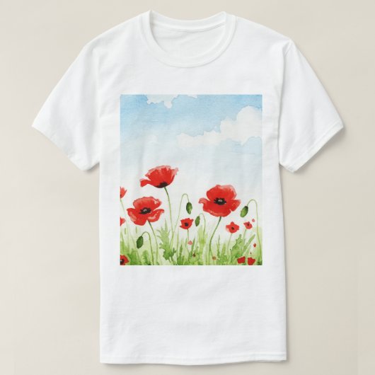 Rode klaprozen t-shirt (Design voorkant)