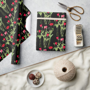 Rode klaprozen zomerweide, wilde bloemen cadeaupapier