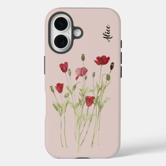 Rode klaprozen zomerweide, wilde bloemen Case-Mate iPhone case (Achterkant)