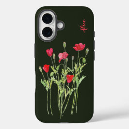 Rode klaprozen zomerweide, wilde bloemen iPhone 16 hoesje