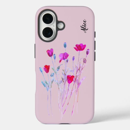 Rode klaprozen zomerweide, wilde bloemen Case-Mate iPhone case (Achterkant)