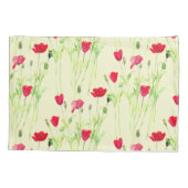 Rode klaprozen zomerweide, wilde bloemen kussensloop (Achterkant)