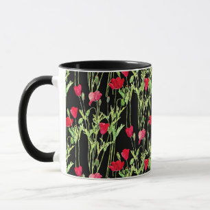 Rode klaprozen zomerweide, wilde bloemen mok