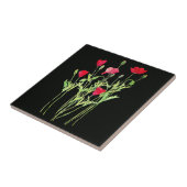 Rode klaprozen zomerweide, wilde bloemen tegeltje (Zijkant)