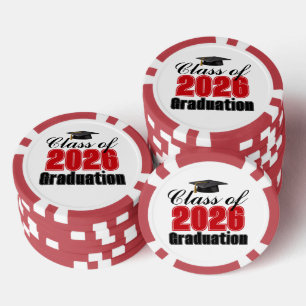 Rode klas van 2026 afstudeerfeest poker chips