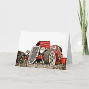 rode klassieke auto verzamelaars verjaardagsbrief kaart