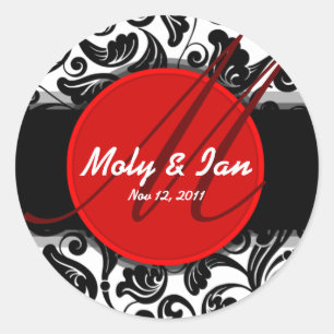 Rode klassieker sparen de datum bruiloft sticker A