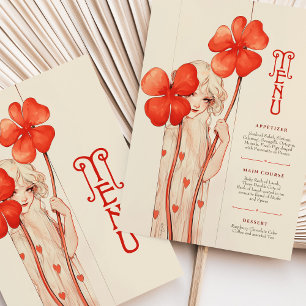 Rode Klaver Art Nouveau Menu Kaart