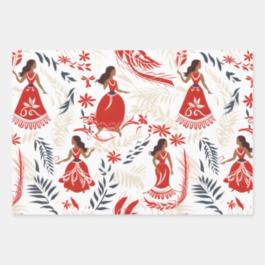 rode kleding hawaiiaans inpakpapier (Voorkant 2)