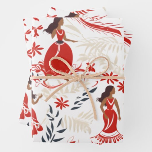 rode kleding hawaiiaans inpakpapier (In situ)