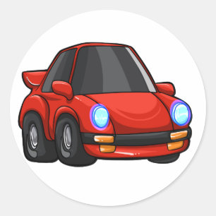 Rode kleine cartoon voor auto - Kies achtergrondkl Ronde Sticker