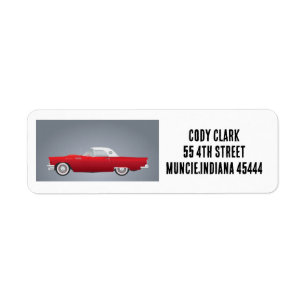 RODE KLEINE KLASSIEKE AUTO RETOURADRES LABELS