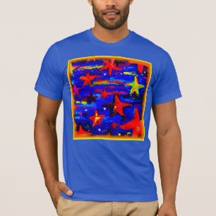 Rode kleurrijke sterren. Bestel nu T-shirt