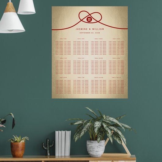 Rode knoop Dubbelgeluk bruiloft Poster (Woonkamer 1)