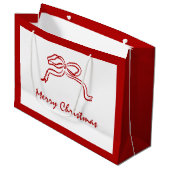 Rode knoop moderne kerst groot cadeauzakje (Voorkant Gekanteld)