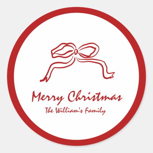 Rode knoop moderne kerst ronde sticker (Voorkant)