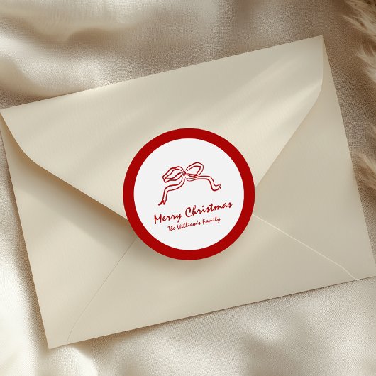 Rode knoop moderne kerst ronde sticker