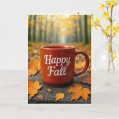 Rode koffie Mok met herfstbladeren Kaart (Gele Bloem)