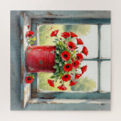 Rode Koffie Tin van Rode Poppies Legpuzzel (Horizontaal)