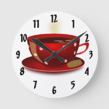 Rode koffiebeker Keukenklok