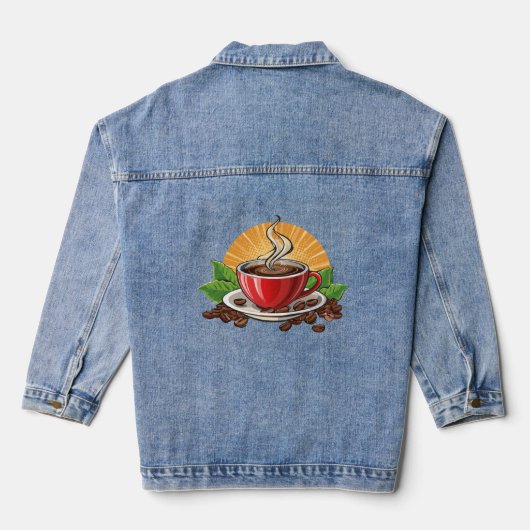 Rode koffiekop denim jacket (Achterkant)