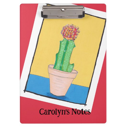 Rode kogelcactus in een pot, eigenwijs, gepersonal klembord (Voorkant)