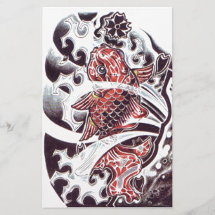 Rode Koi Tatoeage Ontwerp Briefpapier