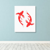 Rode koi viskarper canvas afdruk (Insitu (Houten vloer))