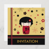 Rode kokeshi-pleisterkaart kaart (Voorkant / Achterkant)