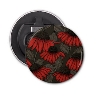 Rode komkommers op bruin button flesopener