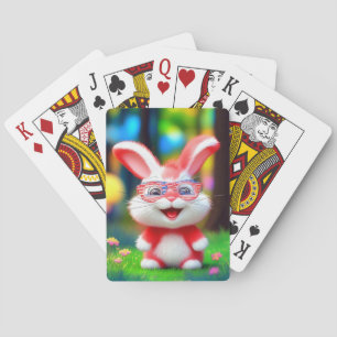 Rode Konijn met Amerikaanse Bril Cartoon-44244 Pokerkaarten