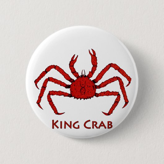 Rode koning krab (kleurenafbeelding) ronde button 5,7 cm (Voorkant)
