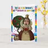 Rode Koningin, de Kaart van de Verjaardag van het (Gele Bloem)