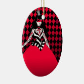 Rode koningin van het hart ovalen keramisch ornament (Rechts)