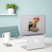 rode kop met visnetkousen sticker (Laptop op bureau)