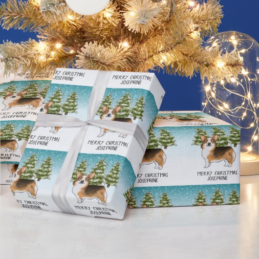 Rode koppen Tri Pembroke Corgi Winter Kerstmis Cadeaupapier (Feestdagen)