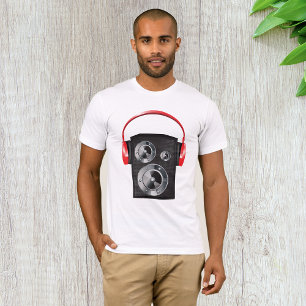 Rode Koptelefoon Luidspreker Grafische Muziek Audi T-shirt