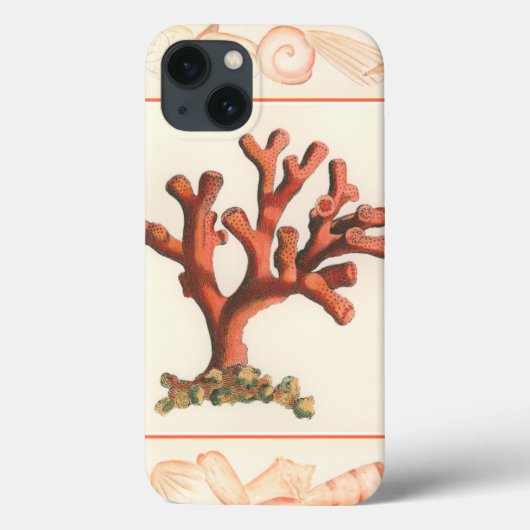 Rode koraal met conch schelp rand Case-Mate iPhone case (Achterkant)