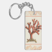 Rode koraal met de Grens van Shell van de Zeggen Sleutelhanger (Voorkant Links)