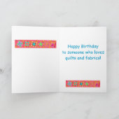 Rode koraal patchwork Quilt Block Art Happy Birthd Kaart (Binnen)
