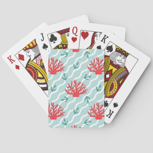 Rode Koraal Patroon 1 Speelkaarten (Achterkant)