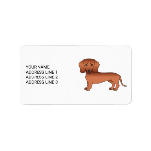 Rode Korthaar Dachshond Schattige Cartoon Hond & T Etiket