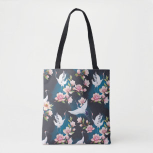Rode kraan Magnolia: Japanse Waterverf. Draagtas