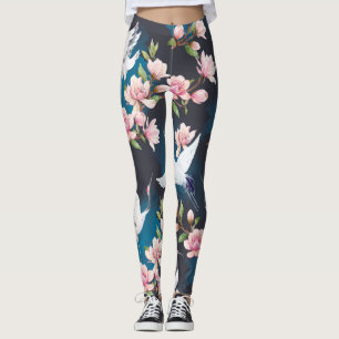 Rode kraan Magnolia: Japanse Waterverf. Leggings