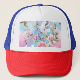 Rode kraan Waterverf Japans motief Trucker Pet