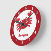 Rode krab - Aangepaste wandklok (Rode grens) Ronde Klok (Hoek)