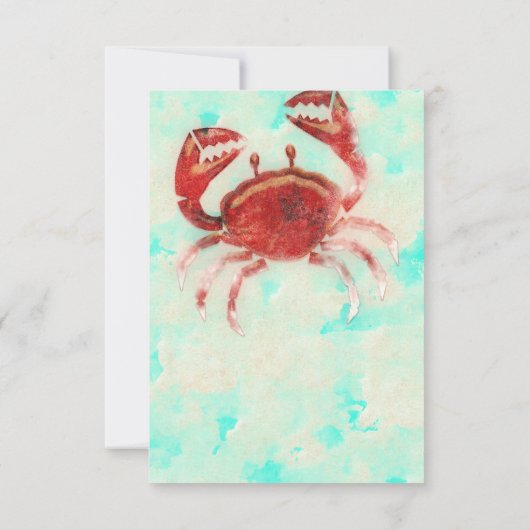 Rode Krab Elegant Strandfeest Tafel Nummerkaart Kaart (Achterkant)